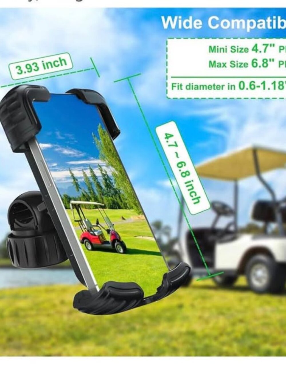 No Drilling Golf Cart Phone Mount Holder